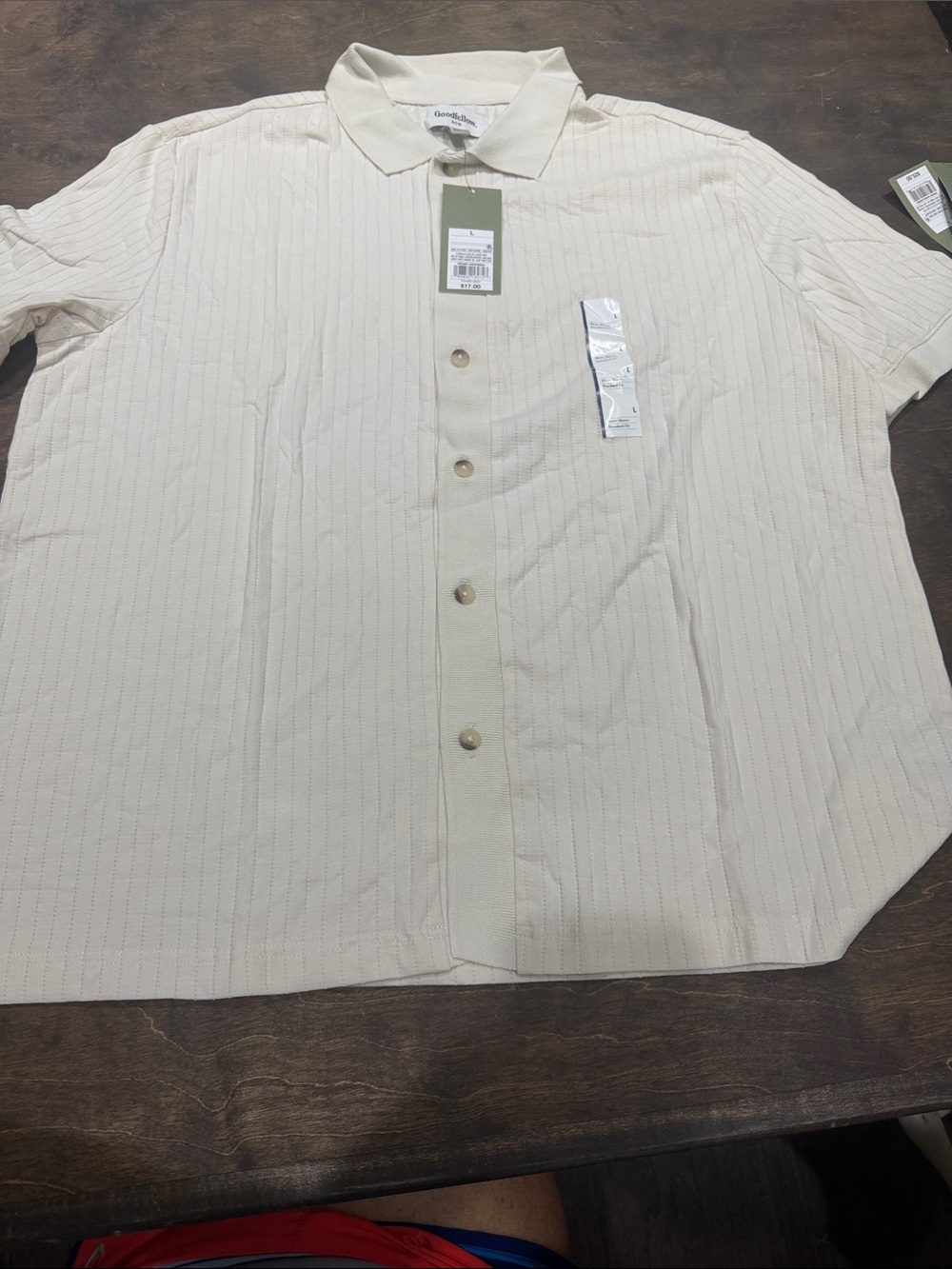 Goodfellow & Co Short Sleeve Button-Down Shirt (color says: dog bone)